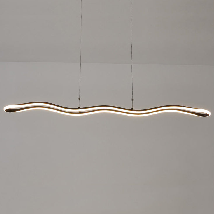 Nordic Minimalist Curve Bar LED-Kronleuchter aus Aluminium 