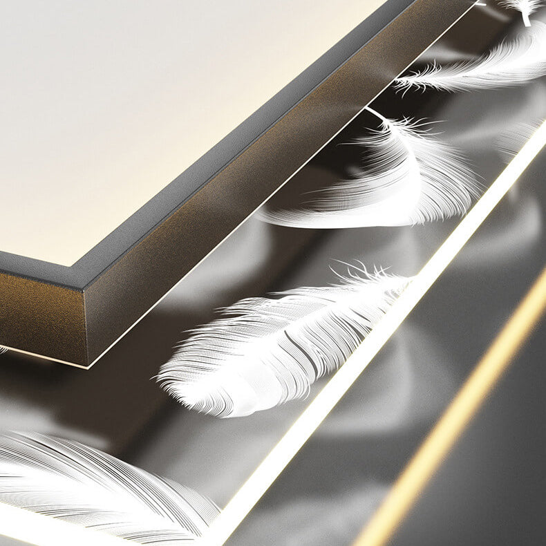 Modern Acrylic Light Luxury Square Feather Design LED Flush Mount Light
