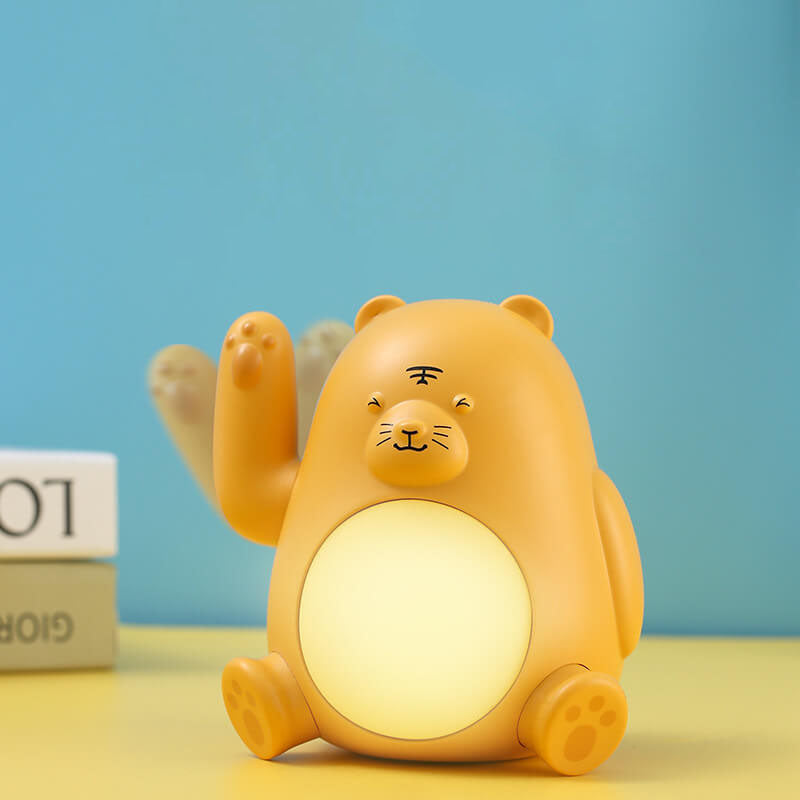 Lampe de nuit moderne créative en silicone LED USB rechargeable en forme de tigre 