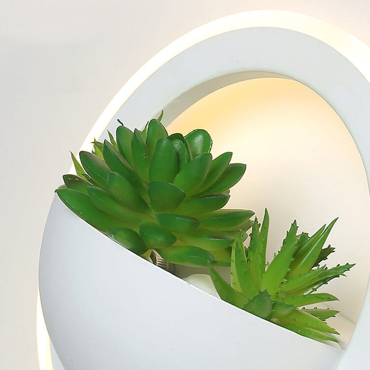 Nordic Iron Round Creative Green Plant LED Wall Sconce Lamp