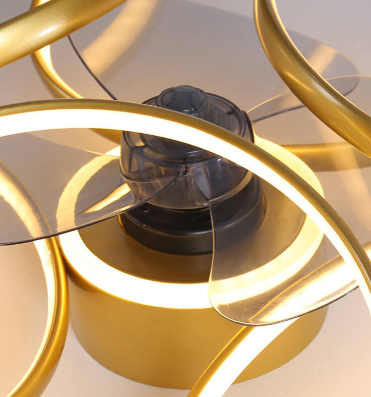 Modern Minimalist Line Acrylic Iron LED Flush Mount Fan Light