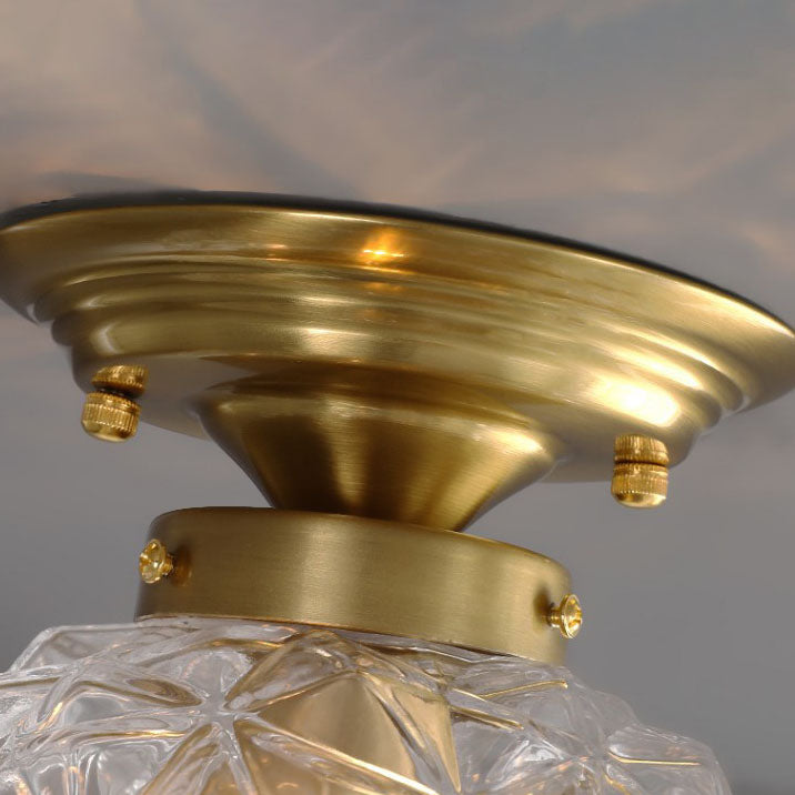 Modern Light Luxury Star Textured Glass Orb 1-Light Semi-Flush Mount Ceiling Light
