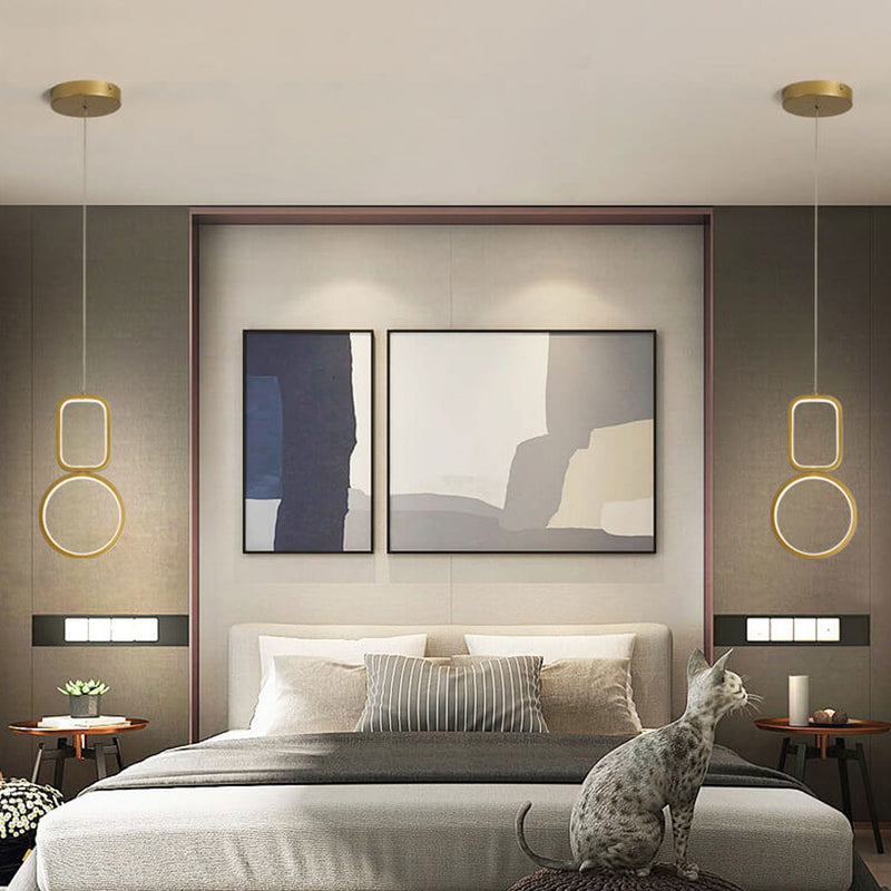 Nordic Minimalist Iron Geometric Ring LED Pendant Light