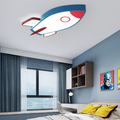 Cartoon Rocket-shaped Aluminum LED Flush Mount Ceiling Light