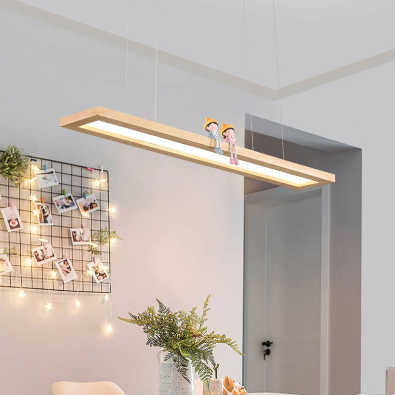 Nordic Minimalist Log Rectangular Strip Island Light LED Chandelier