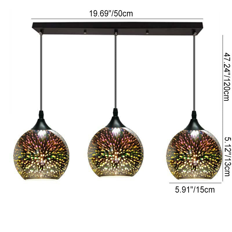 Modern Creative 3D Colorful Fireworks Glass Dome 2/3 Light Island Light Chandelier