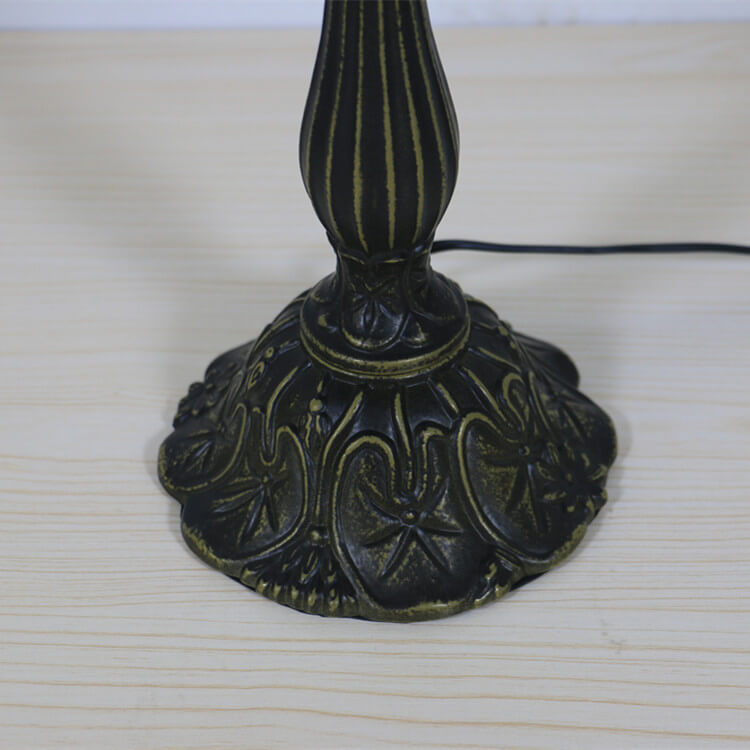 Lampe de Table à Dôme en Verre Coloré Jaune à Carreaux Tiffany Européenne à 1 Lumière 