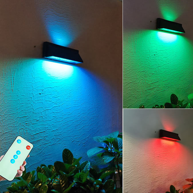 Outdoor Solar Waterproof Rectangular Slant LED Patio Wall Sconce Lamp