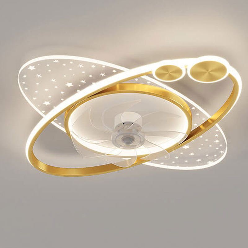 Modern Creative Planet Star Effect LED Flush Mount Ceiling Fan Light