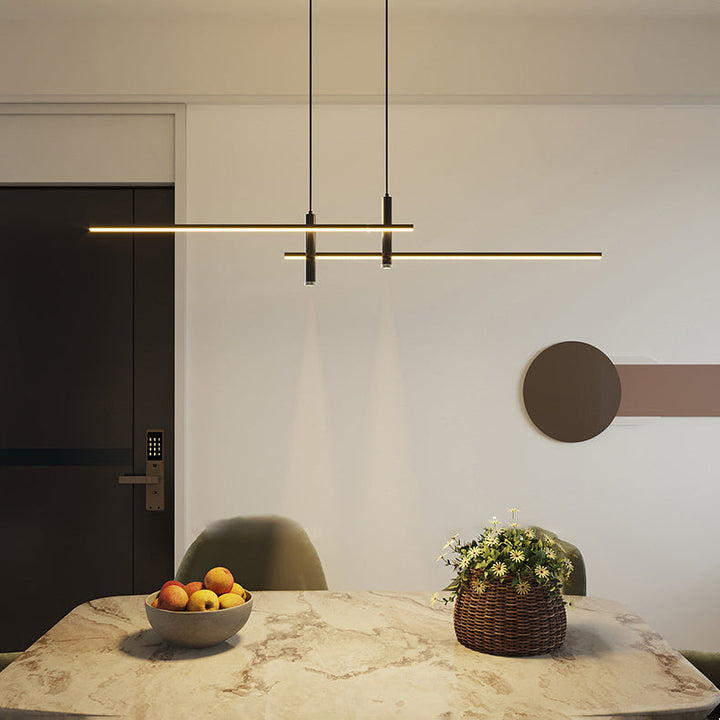 Lustre LED à combinaison de lignes géométriques minimalistes modernes pour salle à manger 