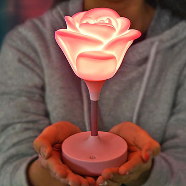 Creative Romantic Pink Rose USB Rechargeable Touch LED Night Light Table Lamp