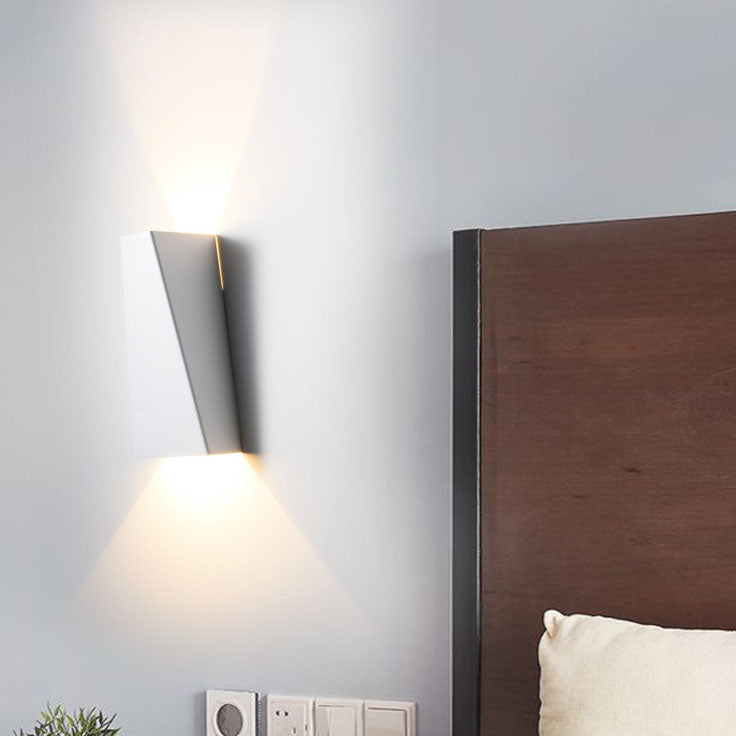 Modern Minimalist Brushed Aluminum Geometric Square LED Wall Sconce Lamp