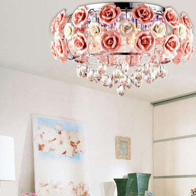 Modern Pastoral Rose Flush Mount Lighting 5-Lights Ceiling Light