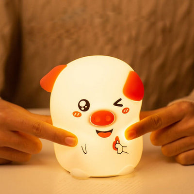 Creative Cartoon Funny Piggy Pat Silicone LED Night Light Table Lamp