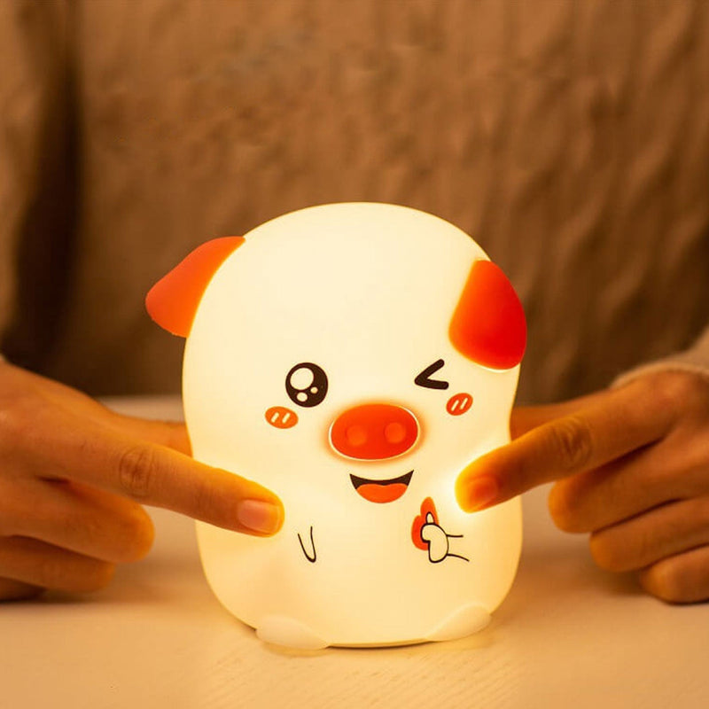 Creative Cartoon Funny Piggy Pat Silicone LED Night Light Table Lamp