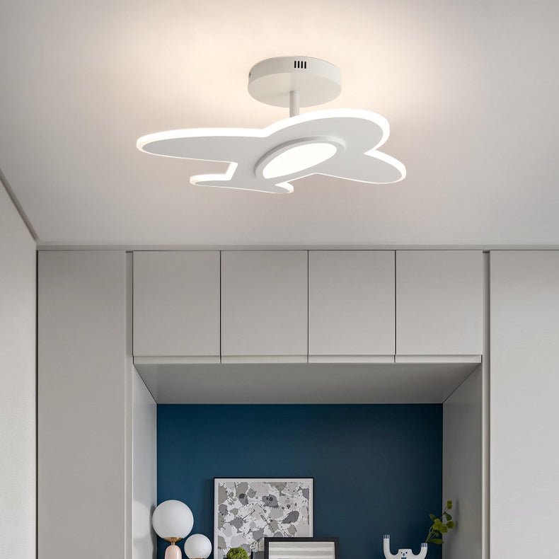 Modern Minimalist Cartoon Airplane LED Semi-Flush Mount Light