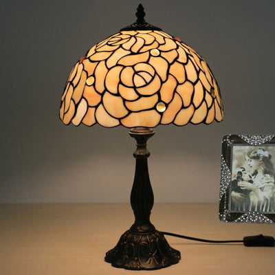 Tiffany Creative Yellow Rose Dome 1-Light Table Lamp