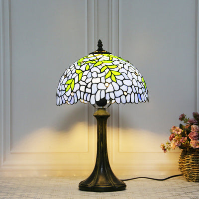 Tiffany Violet Flower Stained Glass 1-Light Table Lamp