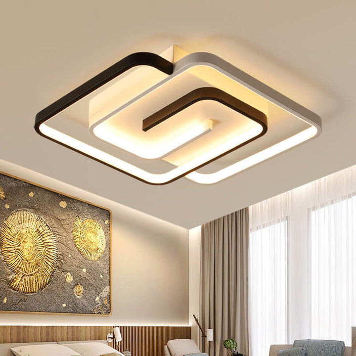 Plafonnier semi-encastré à LED en aluminium à anneau carré créatif et moderne 