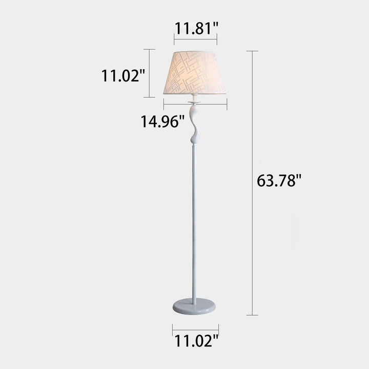Lampe sur pied moderne et simple en tissu de lin à 1 lumière en forme de dôme en fer 