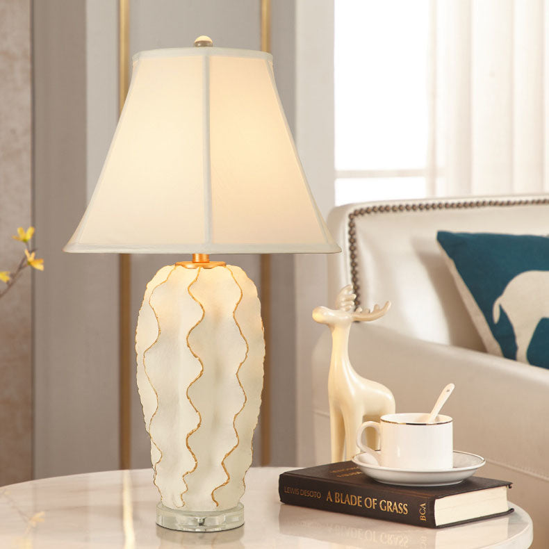 European Vintage Cloth Crystal Resin 1-Light Table Lamp