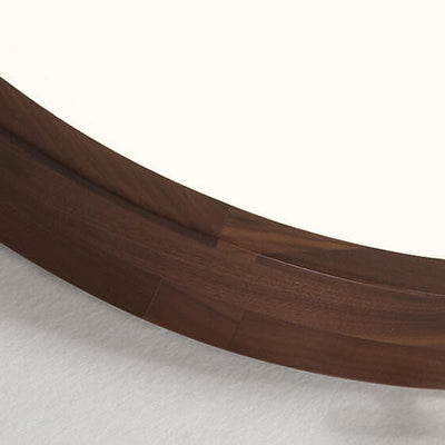 Modern Chinese Walnut Round Copper Ring LED Flush Mount Ceiling Light