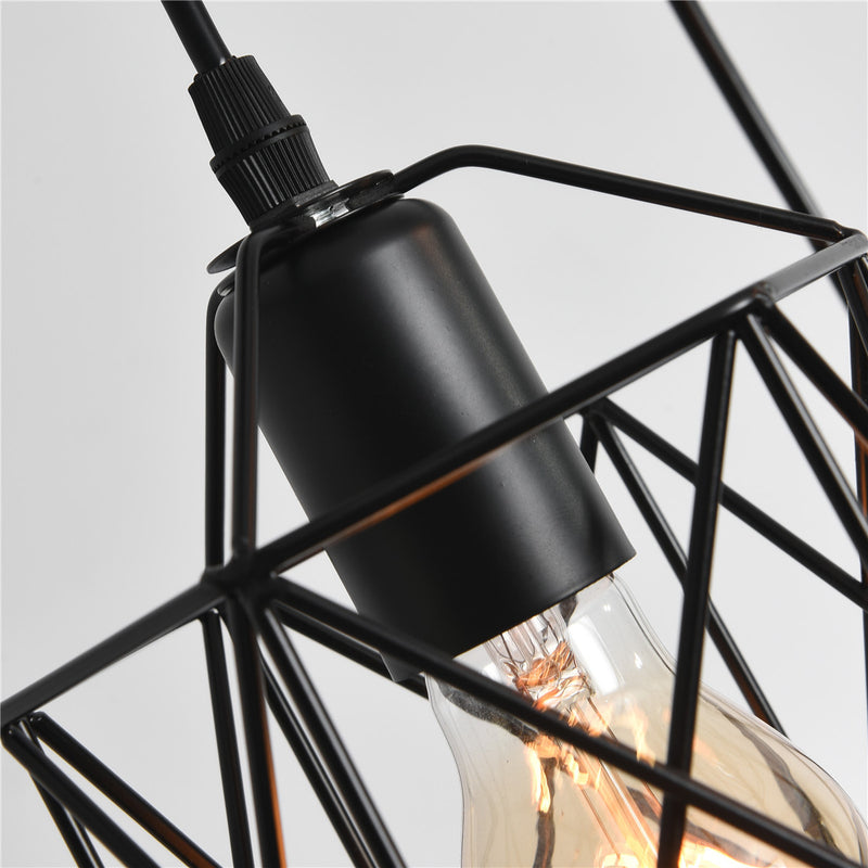 Industrielle einfache Geometrie Käfig Eisen 1/3 Licht Insel Licht Kronleuchter 