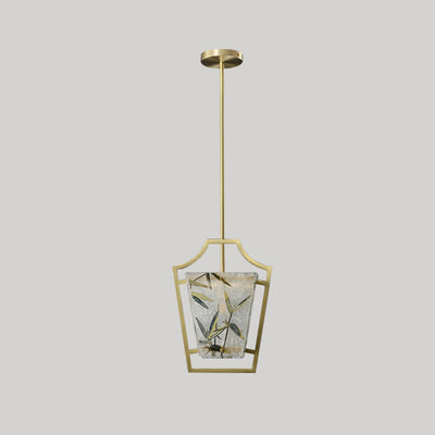 Full Copper Chinese Enamel Painted 1-Light Pendant Light