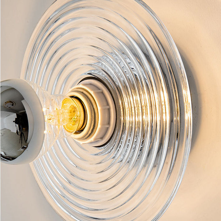 Moderne Art Deco Welle Muster Runde Glas 1-Licht Wand Leuchte Lampe Für Schlafzimmer 