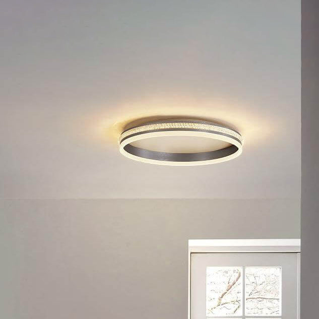 Modern Minimalist Aluminum Iron Acrylic Round Ring Brushed LED Flush Mount Ceiling Light For Living Room &amp; Bedroom