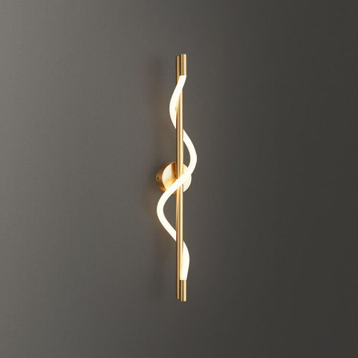 Modern Minimalist Copper-Plated Iron Twist Curve Long Bar Copper LED Wall Sconce Lamp For Living Room