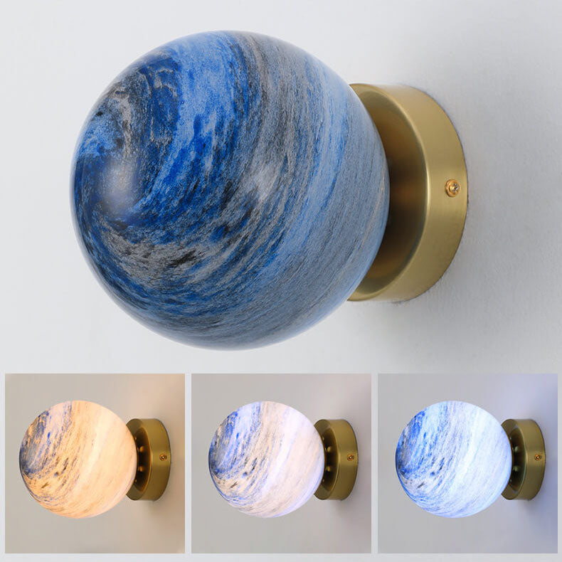 Applique murale à une lumière avec orbe en verre créatif nordique 