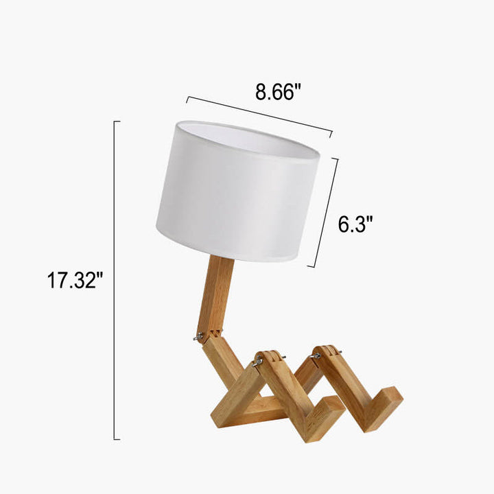 Lampe de Table 1 Lumière Robot en Bois Massif Créatif Nordique 