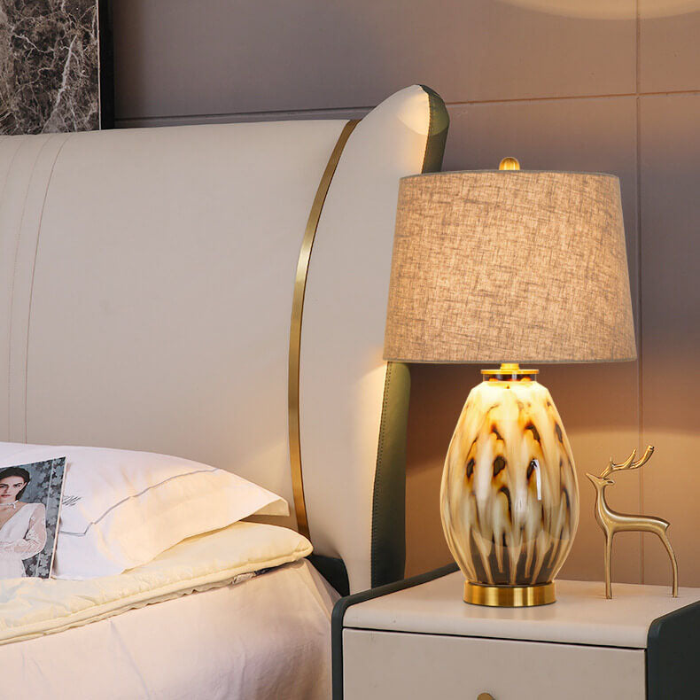 Lampe de table à 1 lumière avec base en céramique motif d&