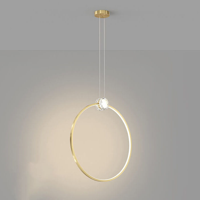 European Light Luxury Round Copper Crystal LED Pendelleuchte 