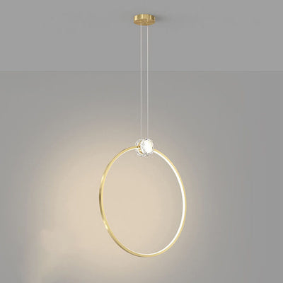 European Light Luxury Round Copper Crystal LED Pendant Light