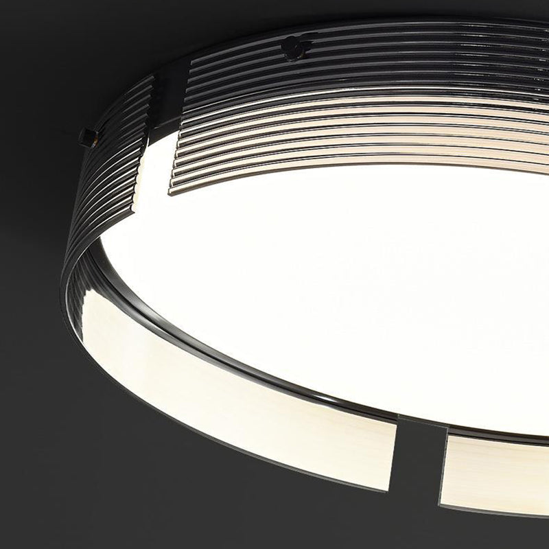 Plafonnier LED en verre avec abat-jour circulaire en acrylique de simplicité moderne pour salon 