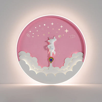 Plafonnier LED rond en forme de fusée de dessin animé créatif et moderne pour enfants 