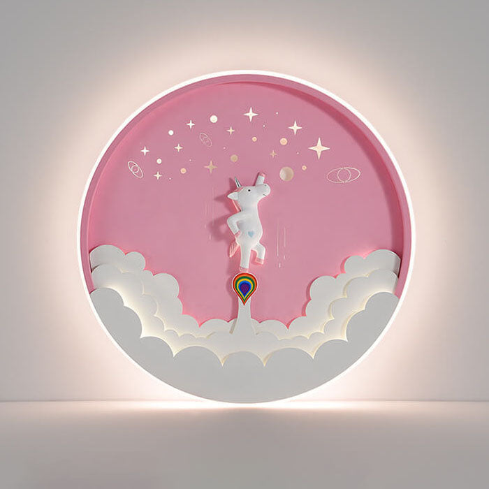 Plafonnier LED rond en forme de fusée de dessin animé créatif et moderne pour enfants 