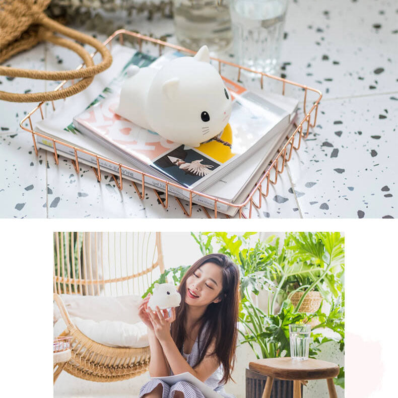 Lampe de Table LED avec Minuterie USB Pat en Silicone Chat Créatif et Mignon 