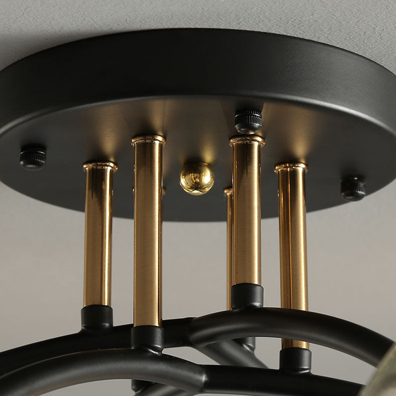 Plafonnier semi-encastré moderne en verre de luxe léger avec haricot magique rond 4/6/8 lumières 