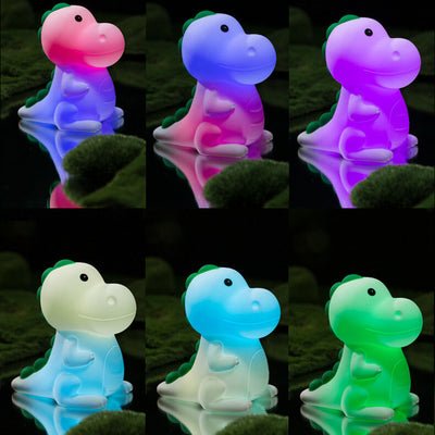 Lámpara de Mesa LED de Noche de Silicona con Dinosaurio de Dibujos Animados 