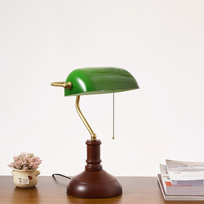 Lámpara de mesa de 1 luz con banco de cristal y madera maciza vintage tradicional con cremallera para dormitorio 