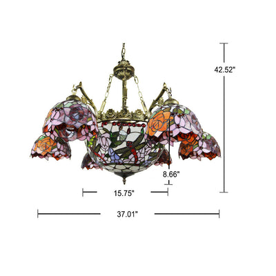 European Tiffany Vintage 9-Light Island Light Chandelier