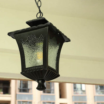 European Industrial Glass Square Outdoor 1-Light Pendant Light