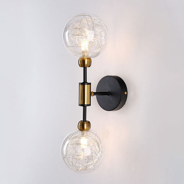 Nordic Vintage Iron Glass Ball 1/2 Light Wall Sconce Lamp