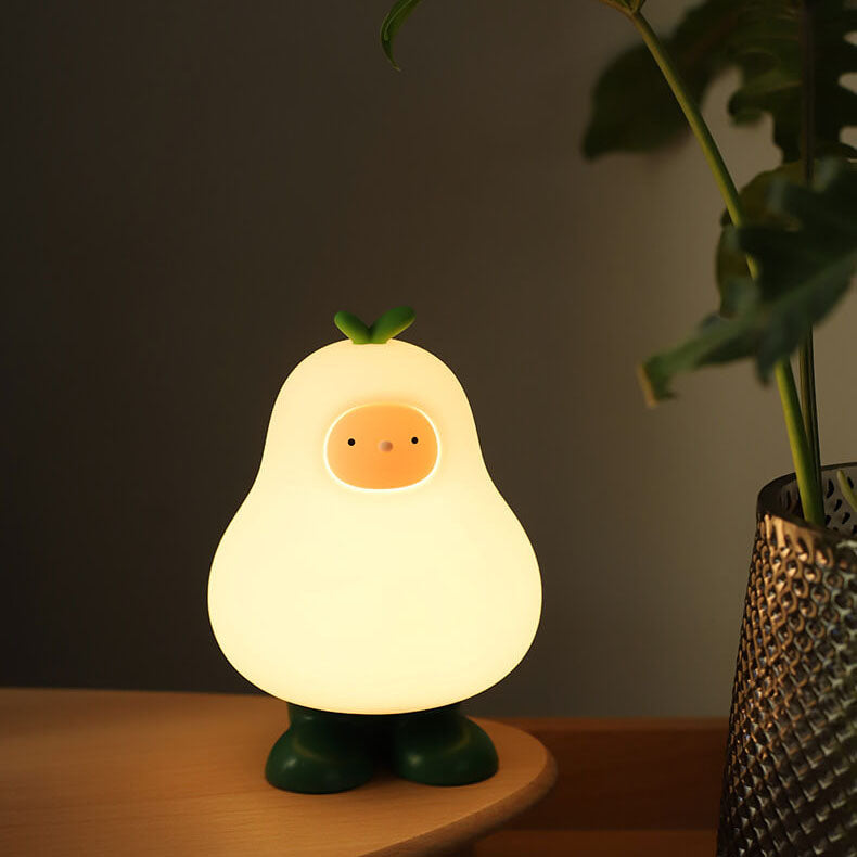 Modern Creative Cartoon Pear Silicone LED USB Night Light Table Lamp