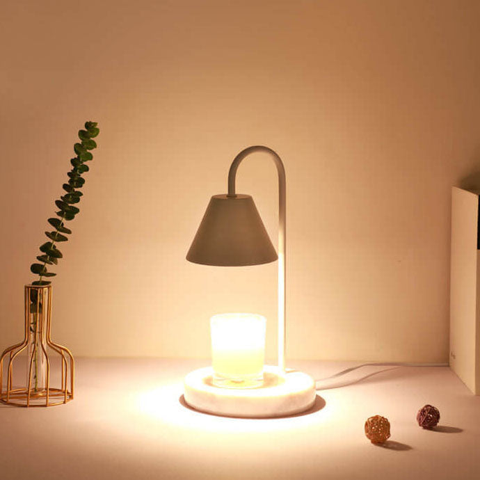 Lámpara de mesa de cera fundida de 1 luz con base de mármol sólido nórdico en forma de cono 