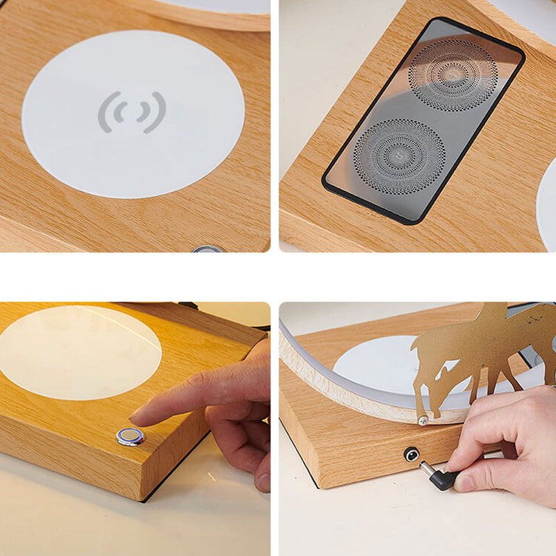 Kreative Eisen-Aluminium-LED-drahtlose Lade-Bluetooth-Lautsprecher-Tischlampe 