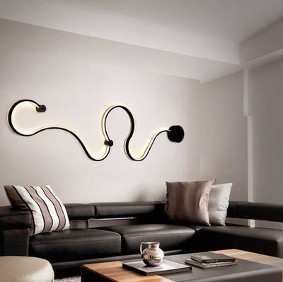 Modern Long Aluminum Snake Shaped 1-Light Curved LED Wall Sconce Lamp